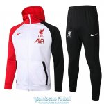 Liverpool Chaqueta Capucha White + Pantalon Black 2020/2021