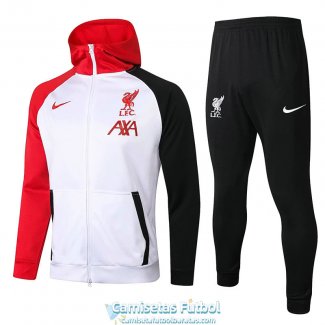 Liverpool Chaqueta Capucha White + Pantalon Black 2020/2021