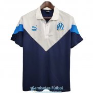Camiseta Olympique Marseille Polo White Blue 2020-2021
