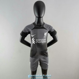 Camiseta Liverpool Ninos Portero Black 2022/2023