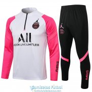 PSG x Jordan Sudadera De Entrenamiento White Pink + Pantalon Black 2021/2022