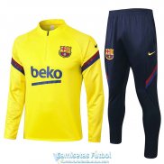 Barcelona Sudadera De Entrenamiento Yellow + Pantalon 2020-2021