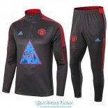 Manchester United x Humanrace Sudadera De Entrenamiento Grey+ Pantalon 2020/2021