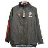 Manchester United Chaqueta Rompevientos Black White Red 2020-2021