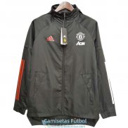 Manchester United Chaqueta Rompevientos Black White Red 2020-2021