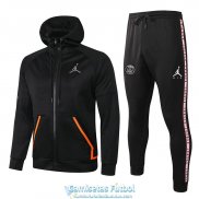 PSG x Jordan Chaqueta Capucha Black Orange + Pantalon 2020-2021