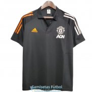 Camiseta Manchester United Polo Orange Black White 2020-2021