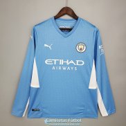 Camiseta Manga Larga Manchester City Primera Equipacion 2021/2022