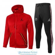 PSG x Jordan Chaqueta Capucha Red Orange + Pantalon 2020-2021